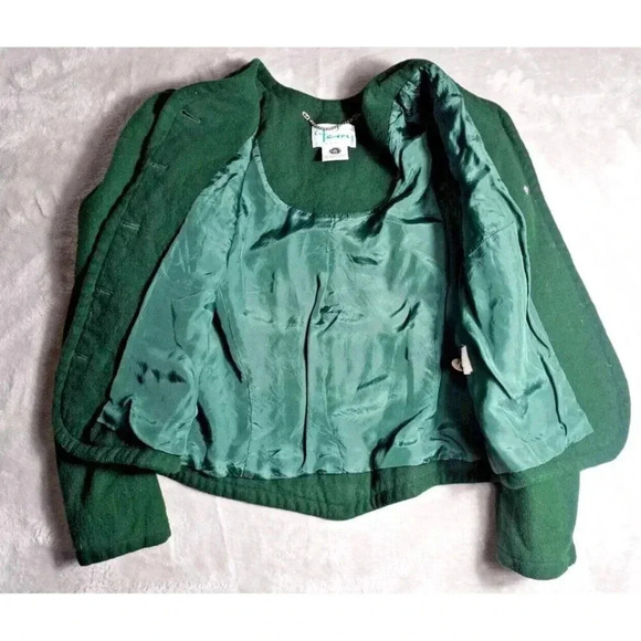 Vintage Perry Landhaus Wool Trachten Blazer Green Peasant Jacket Size 40 / US 12 - Picture 15 of 15